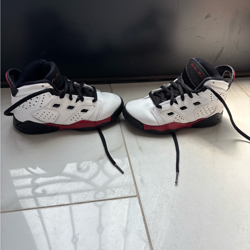 Nike Jordan’s White and Red Mid-Top Toddler Size Sneakers for Sporty Style